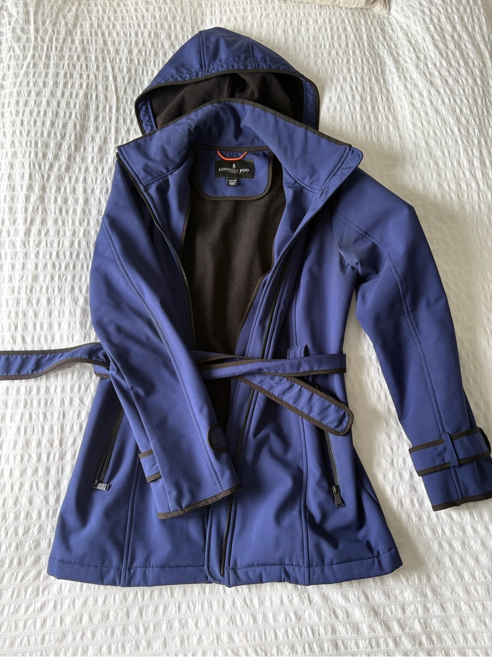 London Fog - Lands End Women's Hooded Trench Coat - Blue